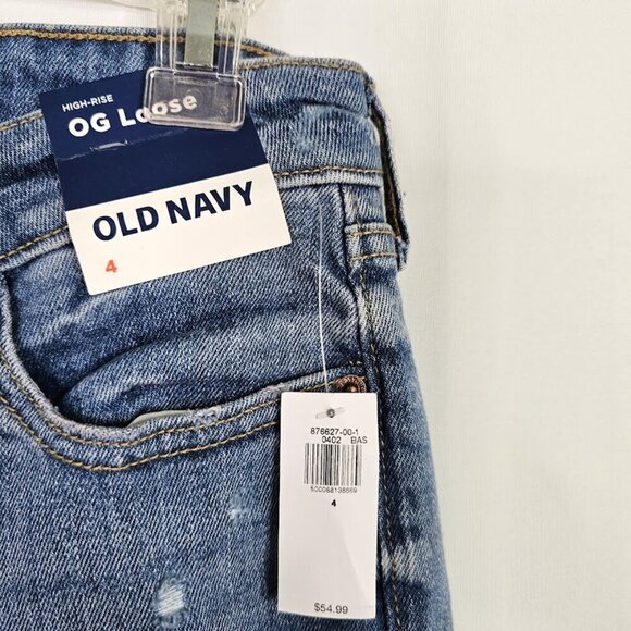 NWT OLD NAVY O.G. Loose Wide Leg Jeans MEDIUM WASH BLUE size 4 High Rise Classic - Picture 4 of 9